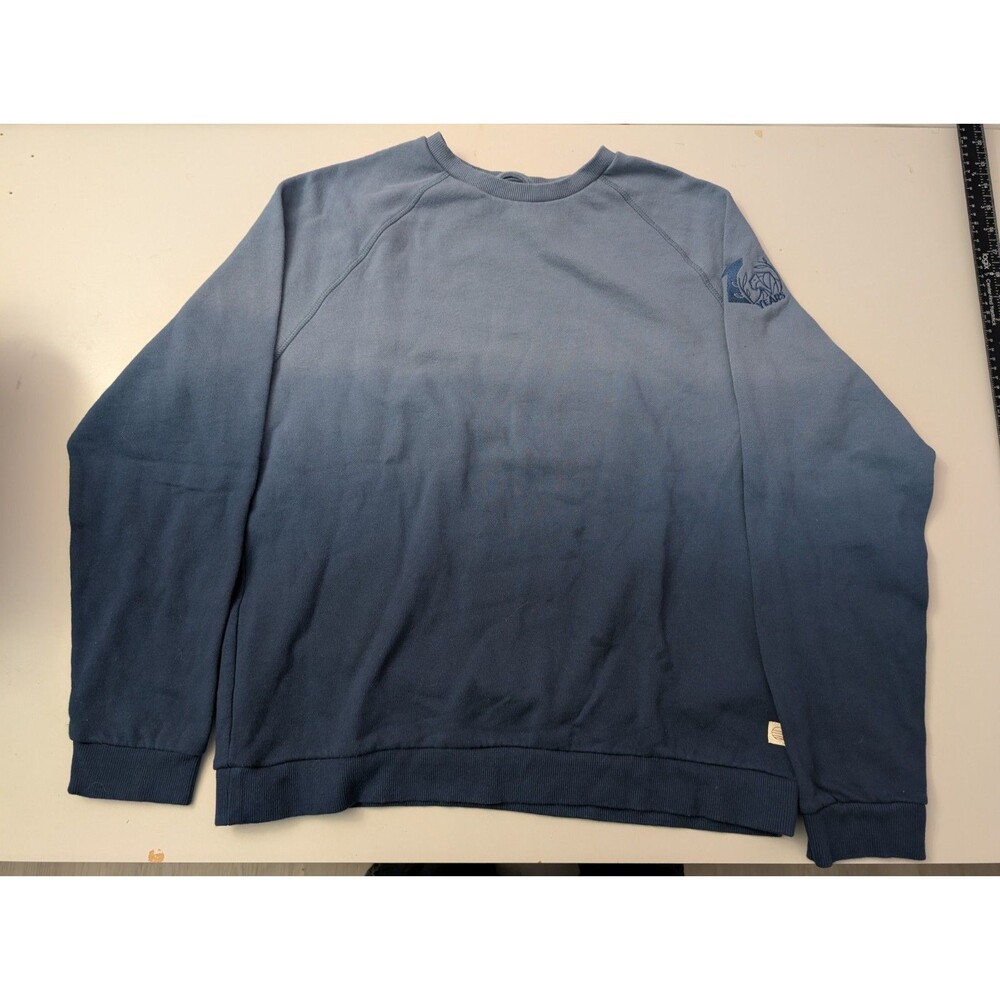 MARINE LAYER Large Dip Dye Raglan Sweatshirt Blue Ombre Gradient Terry Crew